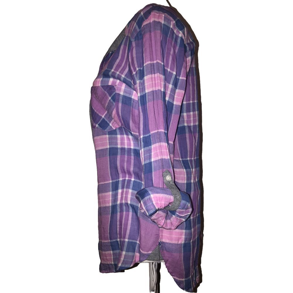 C&C California Rolled Sleeve‎ Arroyo Plaid Check Pocket Shirt Purple pink  S - Picture 5 of 9